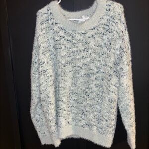 Maurice’s Eyelash sweater, different shades of blues and white